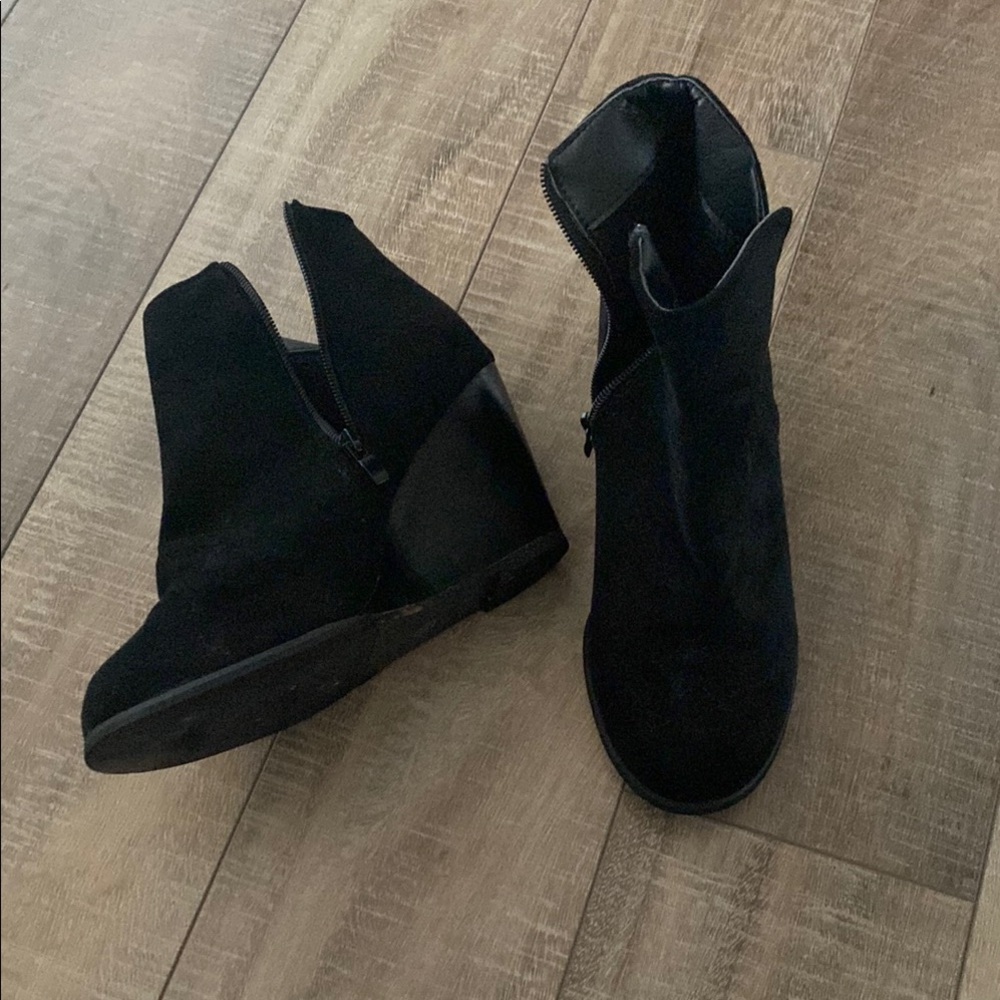 Black Wedge Ankle Boots